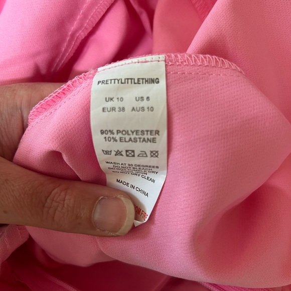 Women's Pretty Little Things Powder Pink Deep V Neck Collar Mini Dress Size 6 - Picture 4 of 9